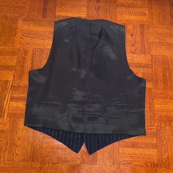 Navy Pinstripe Vest Unisex - Picture 2 of 2